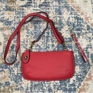 Joy Susan Vegan Leather Wristlet Convertible Crossbody Clutch EUC Raspberry Pink